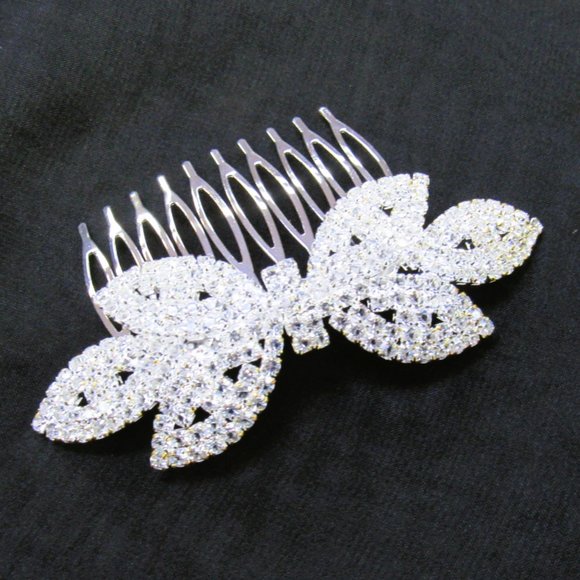 Sparkle Fancy Special Occasion Silver Rhinestone Hair Comb Bridal Prom Formal - Picture 1 of 4